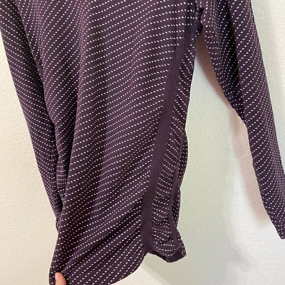 Athleta Dottie Ruched Active Top Womens XL Purple Polka Dot Long Sleeve Stretch - Picture 3 of 6